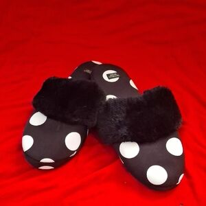Victoria's Secret Black and White Polka Dot Slippers